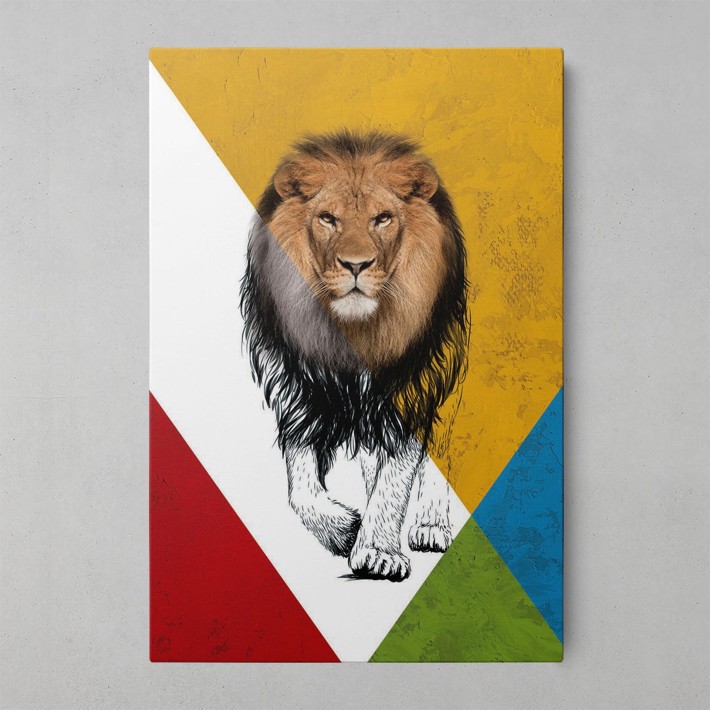Vibrant Lion Art Print: A Bold Canvas of Colorful Majesty