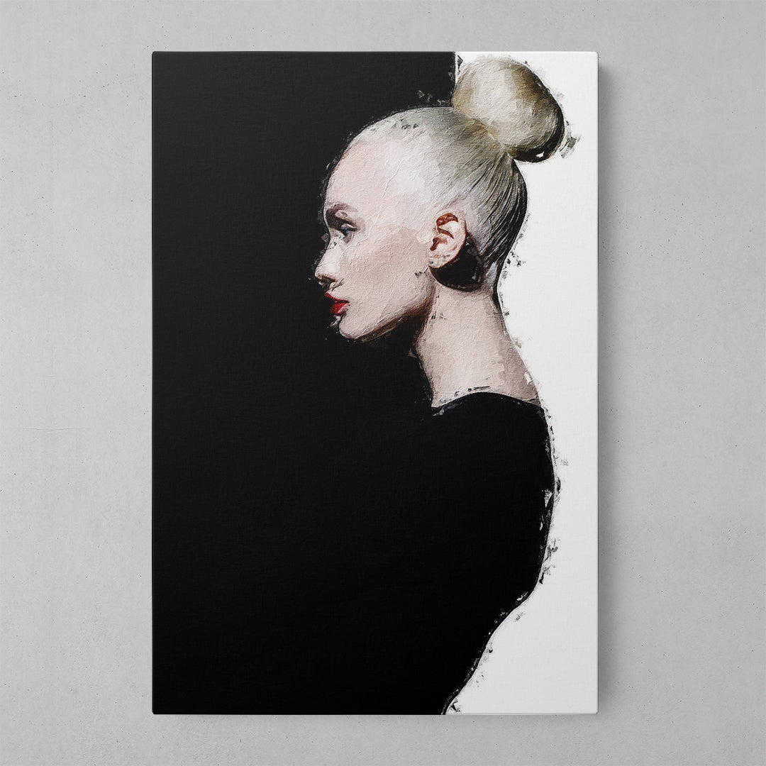 Elegant Lady in Black Dress - Art Print