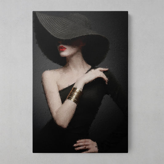 Elegant Lady in Black Dress Wall Art
