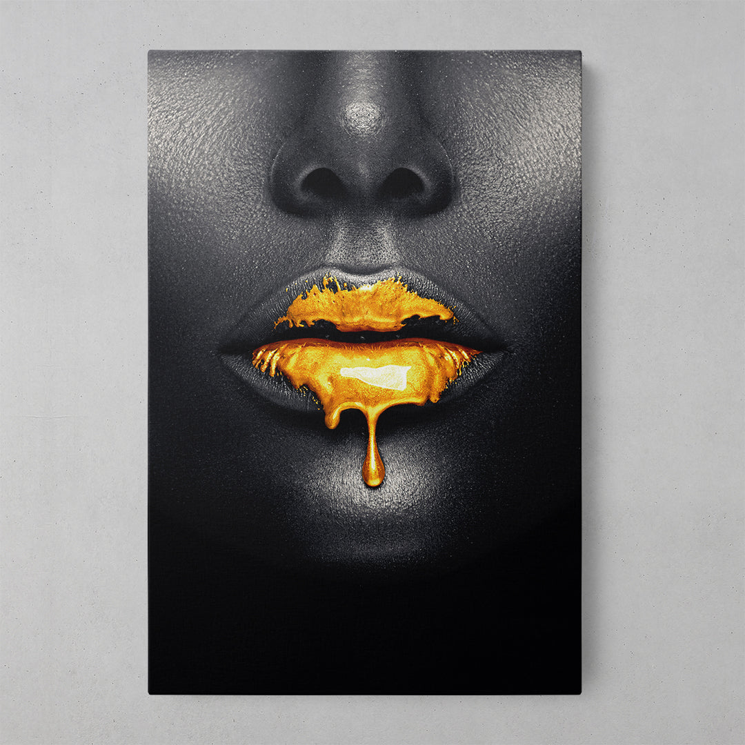 Elegant Noir: Black & Gold Lady Art Print