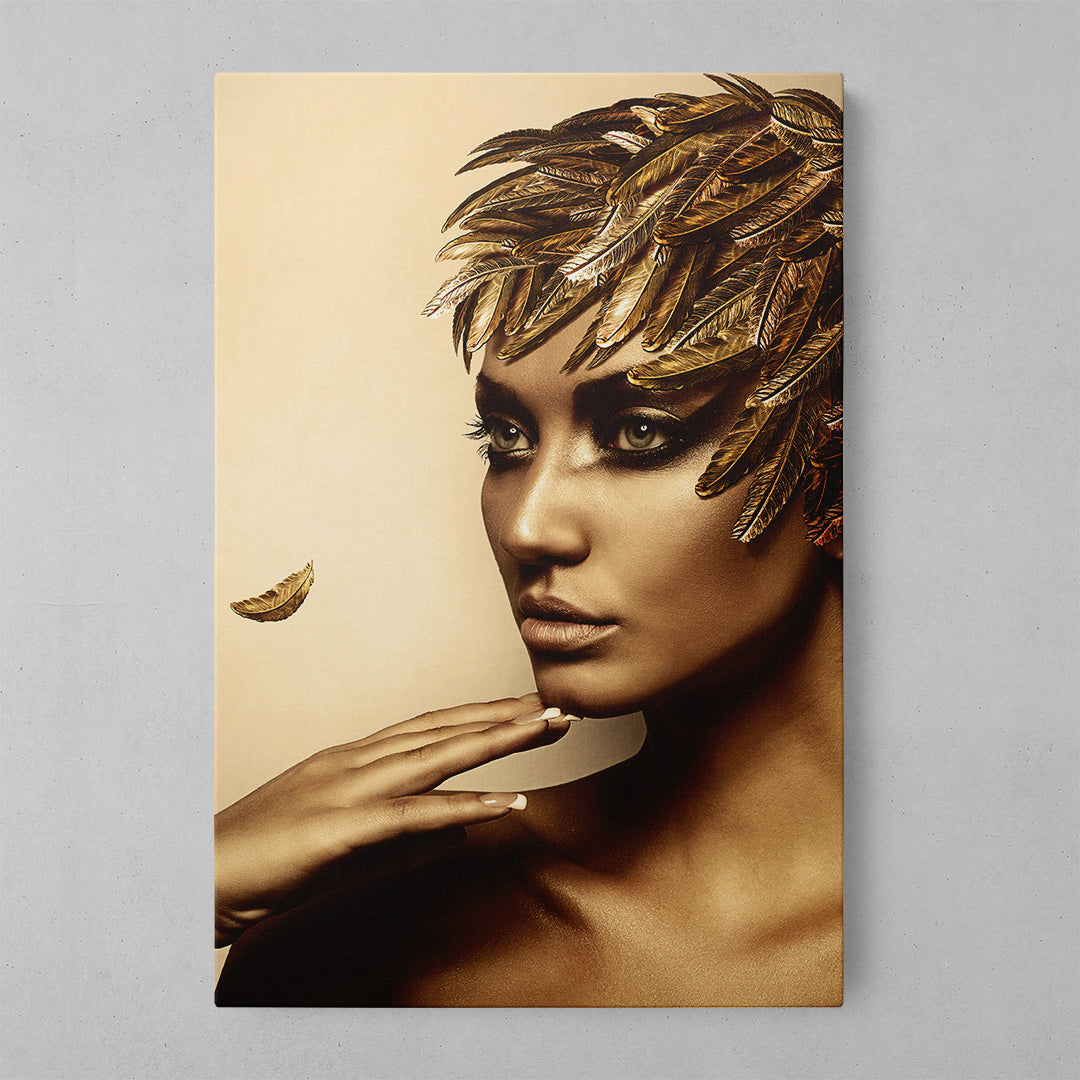 Gilded Elegance: Golden Lady Canvas Art