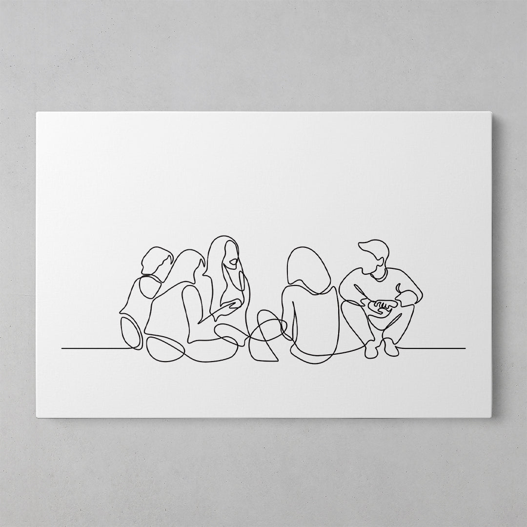 Friends in Lines: A Playful Canvas Poster