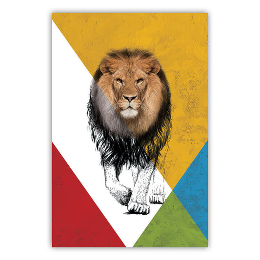 Vibrant Lion Art Print: A Bold Canvas of Colorful Majesty