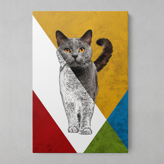 Vibrant Feline Fantasies: Colorful Cat Art Print