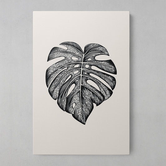 Monochrome Elegance: Leafy Whispers