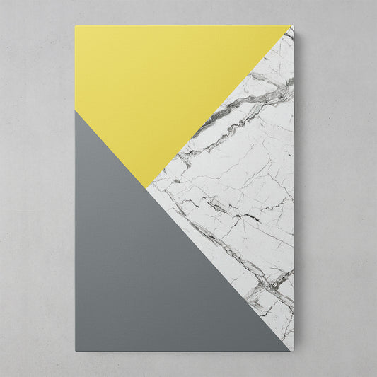 Sunlit Geometric Marble in Golden Yellow