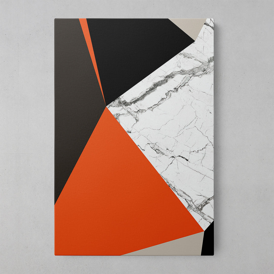 Vibrant Orange Geometric Marble Art Print