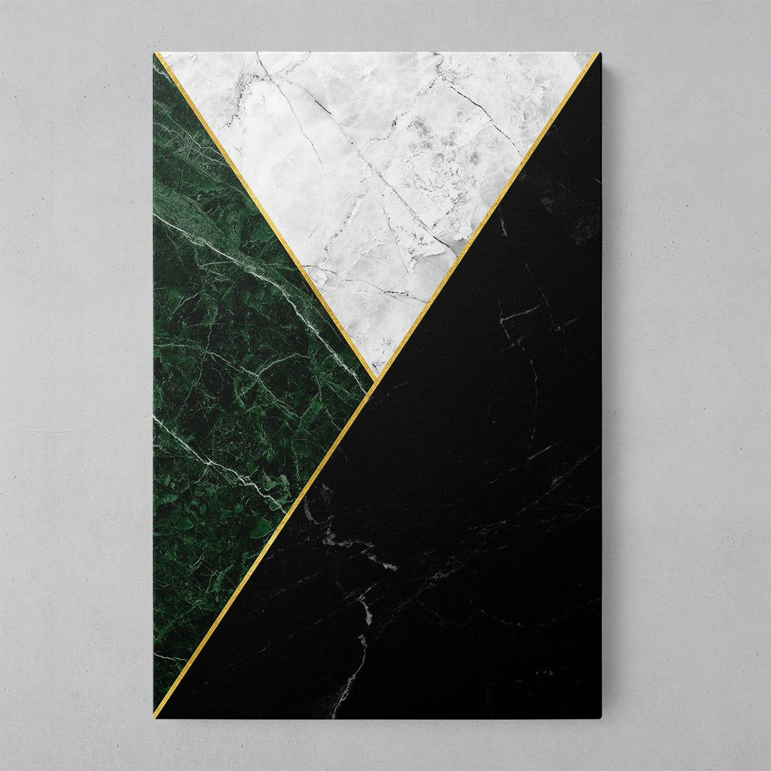 Elegant Geometric Marble Fusion in Green, Black, and White