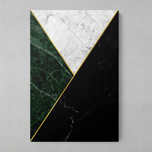 Elegant Geometric Marble Fusion in Green, Black, and White