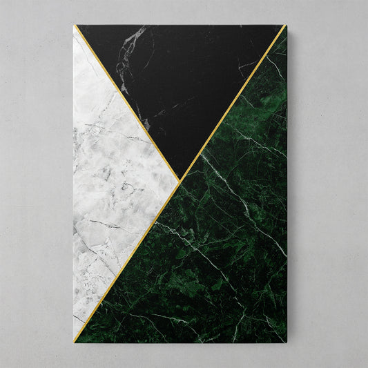 Elegant Geometric Marble Art in Green, Black, and White