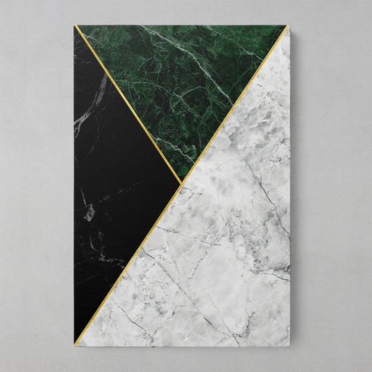 Modern Geometric Marble Art in Green, Black, and White