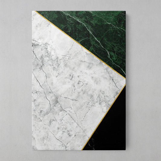 Elegant Geometric Marble Art in Green, Black, and White