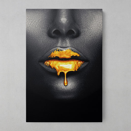 Elegant Noir: Black & Gold Lady Art Print