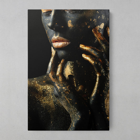 Elegant Noir: Black & Gold Lady Wall Art