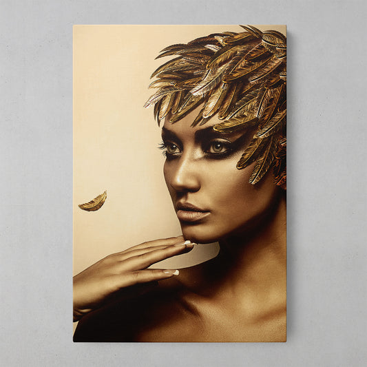 Gilded Elegance: Golden Lady Canvas Art